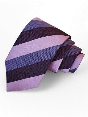 Dormeuil 100% Silk Tie Purple Tones Wide Stripes Handmade In France